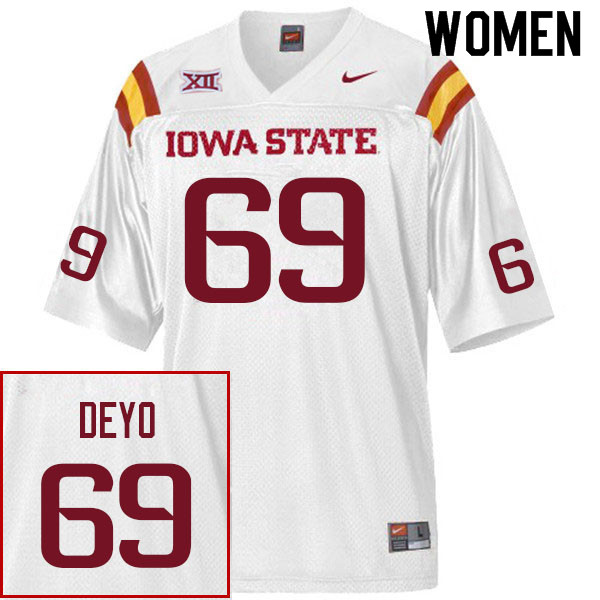 Women #69 Hunter Deyo Iowa State Cyclones College Football Jerseys Sale-White - Click Image to Close